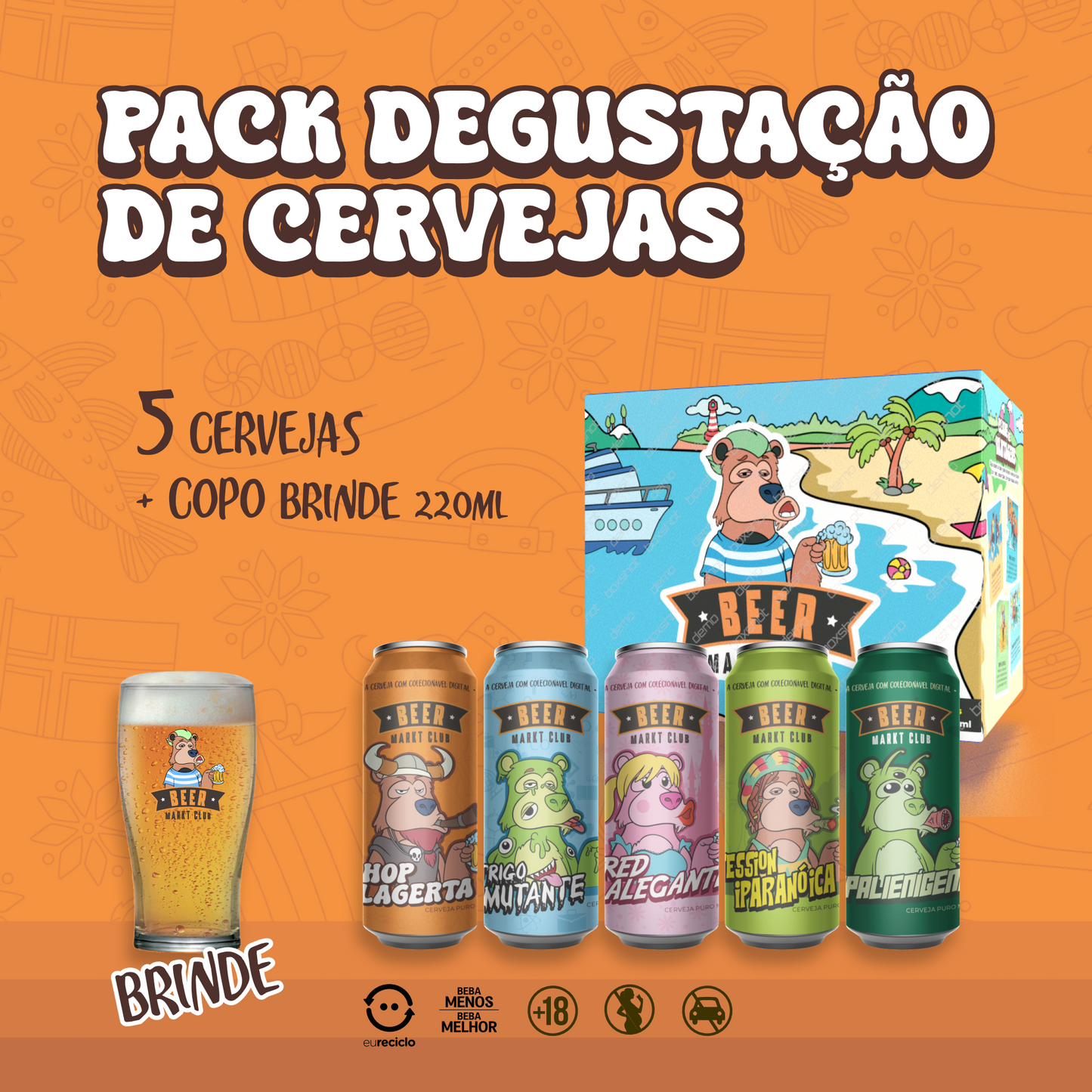 PACK DEGUSTAÇÃO DE CERVEJAS + COPO DE BRINDE